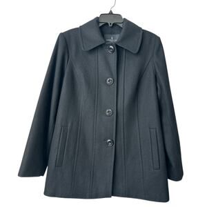 London Fog Wool Blend Pea Coat Jacket Single Breasted Women’s Large Lot# 133507
